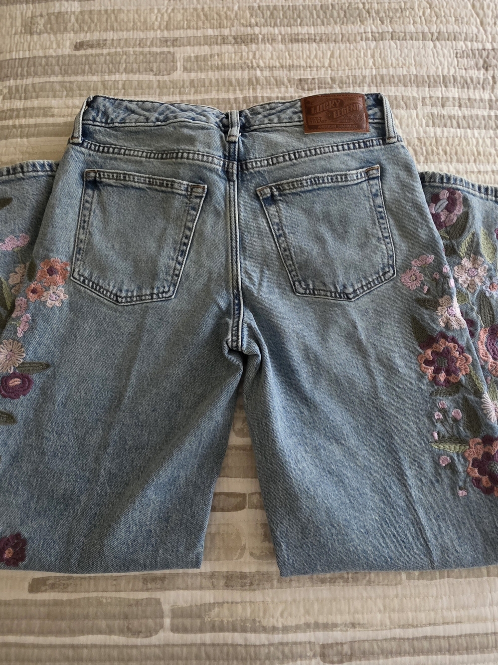 Lucky Brand Light Blue Jeans with Pink and Purple Floral Embroidery - Picture 3 of 3